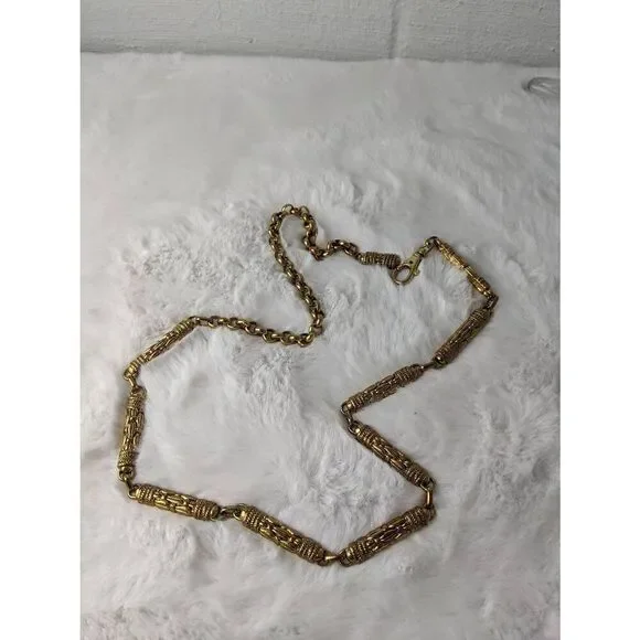 Vinatge Solid Brass Gold Tone Couture Chain Link Belt - Picture 1 of 7